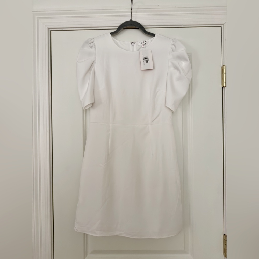 NWT White Puff Sleeve TCEC Mini Dress | Size M